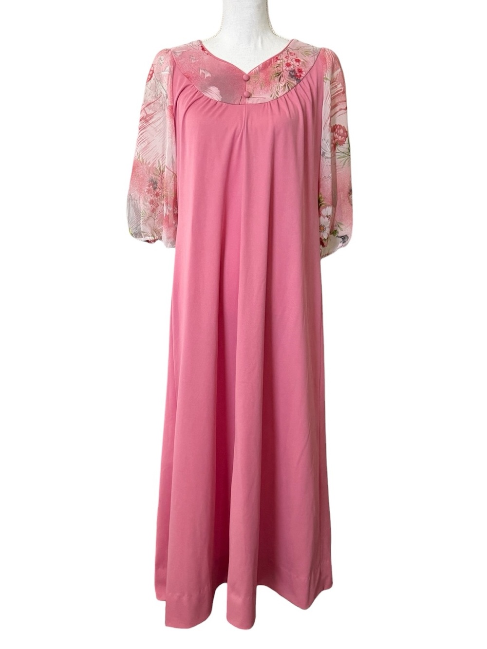 Vintage Liberty House Sheer Floral Sleeve Mumu Dress